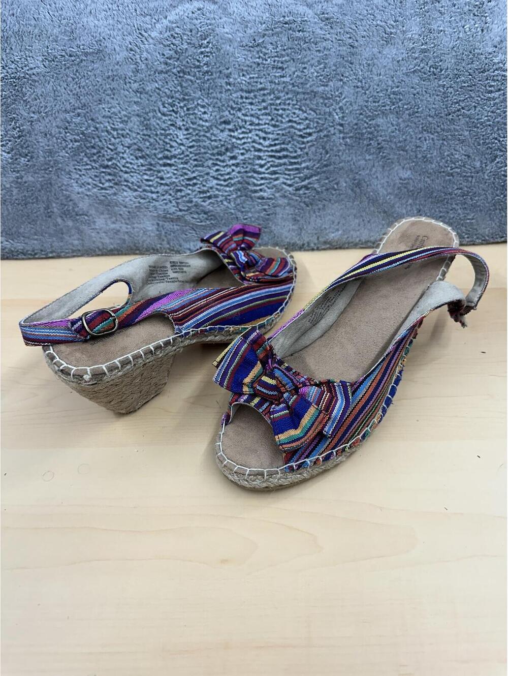 Croft & Barrow Colorful Striped Espadrille Wedge Sandals